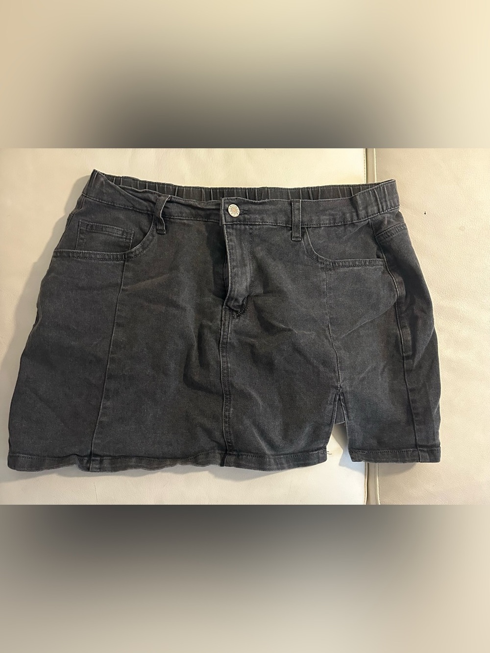 Washed Black/Grey Denim Jean Skirt